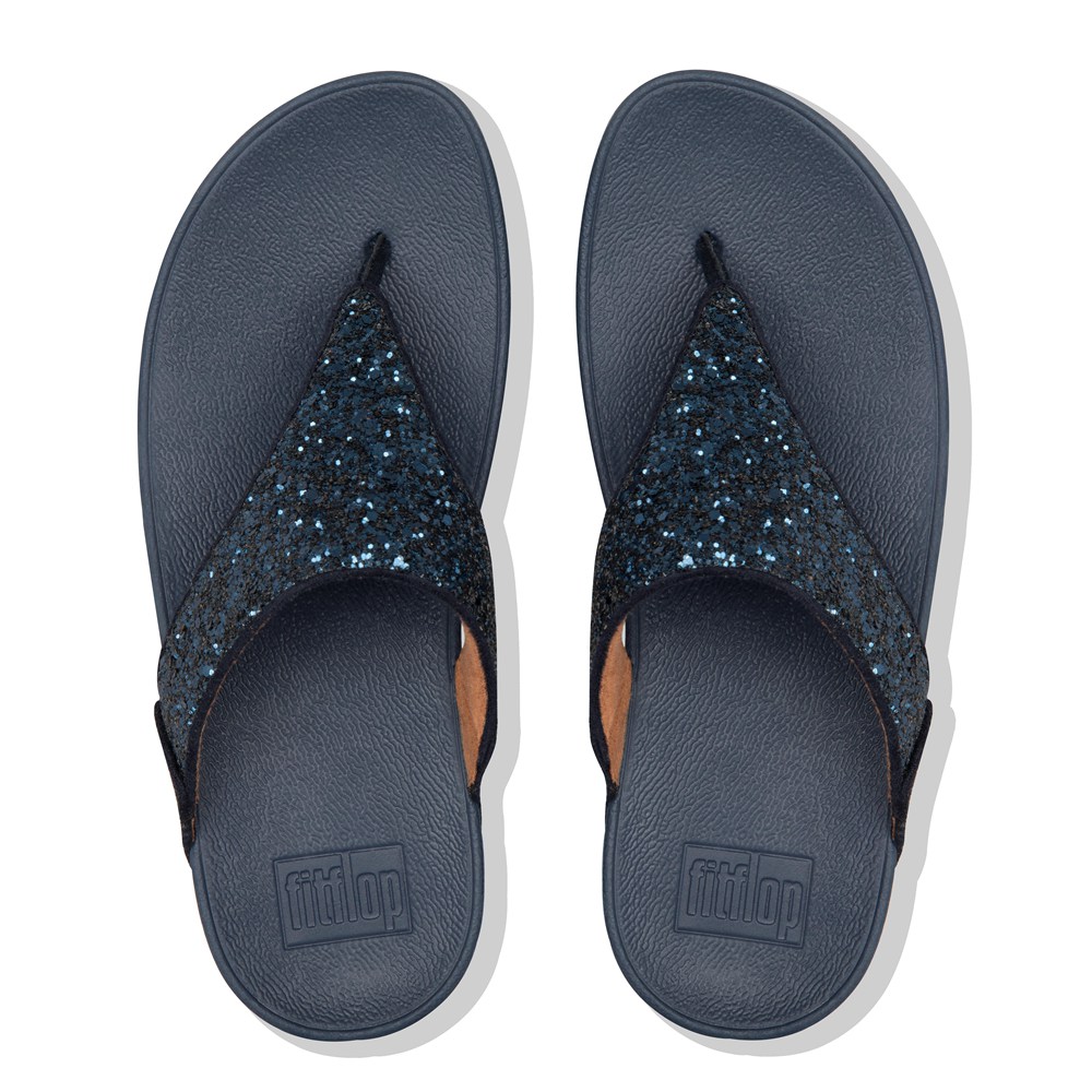 Fitflop Womens Sandals Navy - Lulu Glitter Toe-post - KX8921450